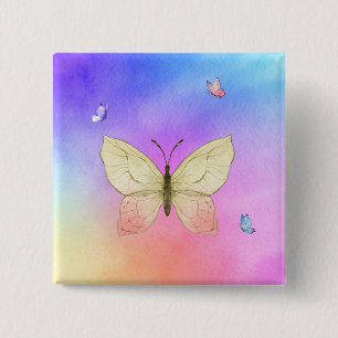 Watercolor Butterfly Button