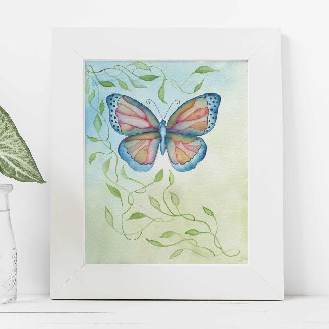 Watercolor Butterfly by Victoria Grigaliunas Poster (Watercolor butterfly art by Victoria Grigaliunas of Do Tell A Belle.)