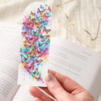 Watercolor Butterfly Cascade Arched Bookmark