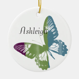 Watercolor Butterfly Ceramic Ornament