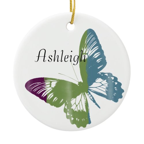 Watercolor Butterfly Ceramic Ornament