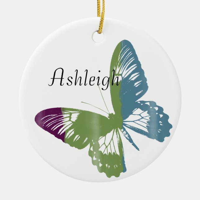 Watercolor Butterfly Ceramic Ornament (Front)