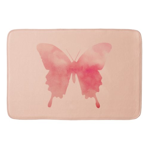Watercolor Butterfly _ Coral and Peach Bathroom Mat