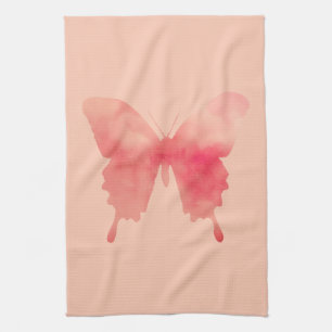Watercolor Butterfly - Coral and Peach Kitchen Towel