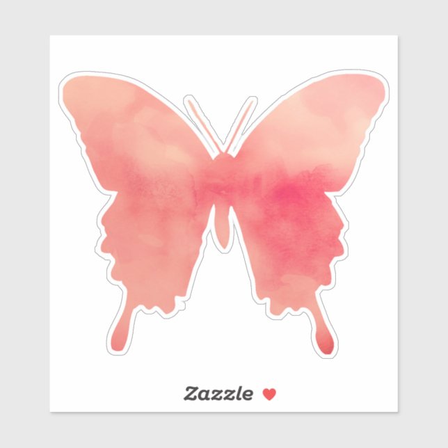 Watercolor Butterfly - Coral and Peach Sticker (Sheet)