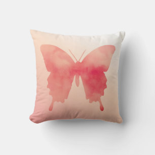 Watercolor Butterfly - Coral and Peach Throw Pillow