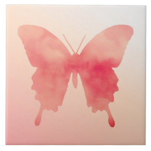 Watercolor Butterfly - Coral and Peach Tile