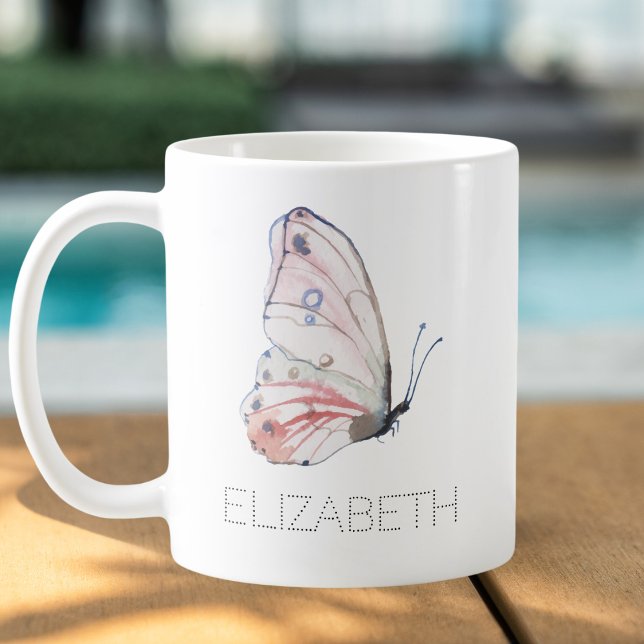 Watercolor Butterfly Custom Name Coffee Mug (Creator Uploaded)