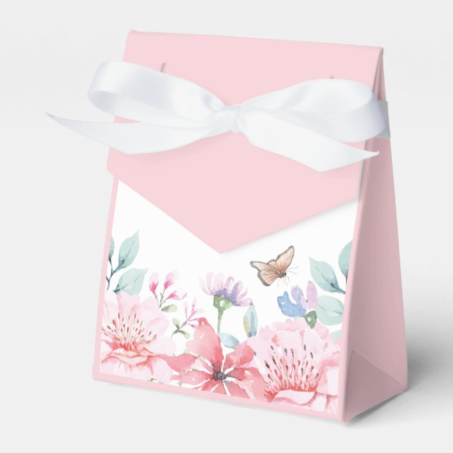 Watercolor Butterfly Favor Box for Baby Shower (Front Side)