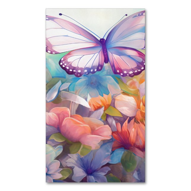 Watercolor Butterfly Floral Design Business Card Magnet (Front Vertical)