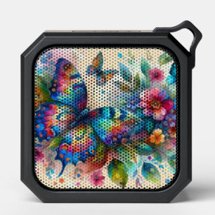 Watercolor Butterfly Floral Flowers Blue Pink Bluetooth Speaker