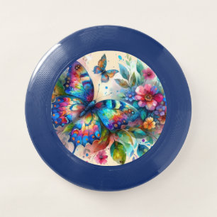 Watercolor Butterfly Floral Flowers Blue Pink Wham-O Frisbee