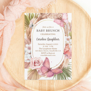Watercolor Butterfly Floral Garden Baby Brunch Invitation