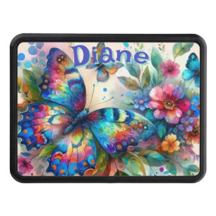 Watercolor Butterfly Floral Garden Personalized Hitch Cover