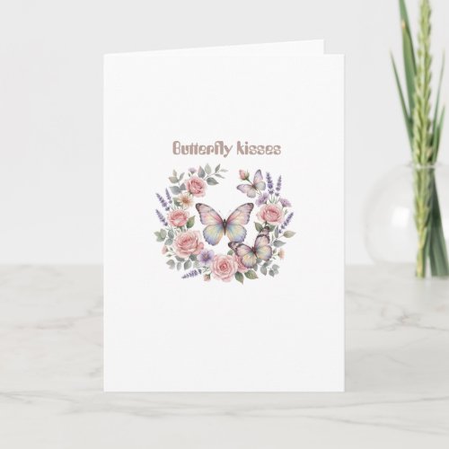 Watercolor Butterfly Floral Wreath - Romantic Boho Card