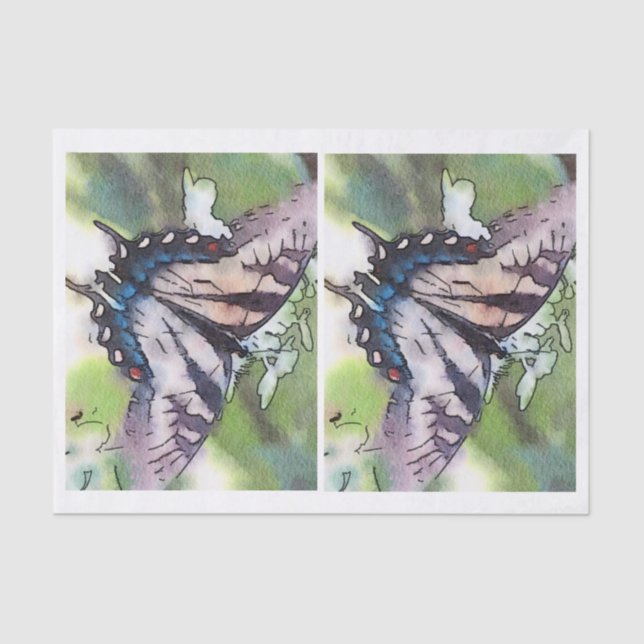 Watercolor Butterfly for glass bottle decoupage Tissue Paper (Front)