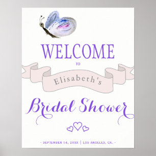 Watercolor butterfly french bridal shower welcome poster