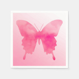 Watercolor Butterfly - Fuchsia and Pink Paper Napkins