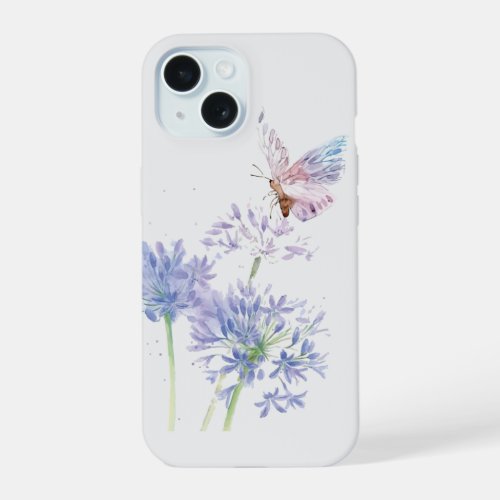 Watercolor Butterfly Garden Flowers Art iPhone 15 Case
