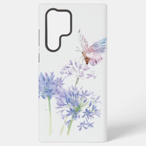 Watercolor Butterfly Garden Flowers Art Samsung Galaxy S22 Ultra Case