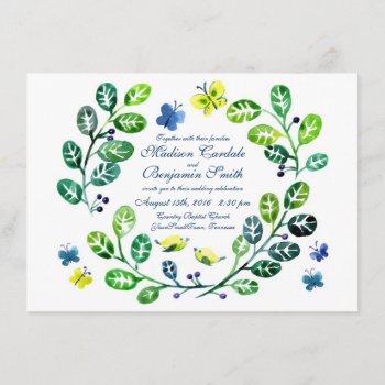 Watercolor Butterfly Garden Wedding Invitations by CustomWeddingSets at Zazzle