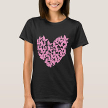 watercolor butterfly heart pink love tshirt