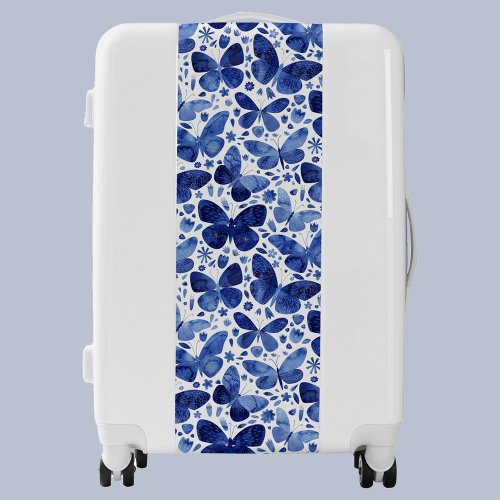 Watercolor Butterfly Indigo Blue Art Luggage