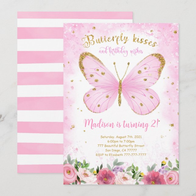 Watercolor Butterfly Invitation (Front/Back)