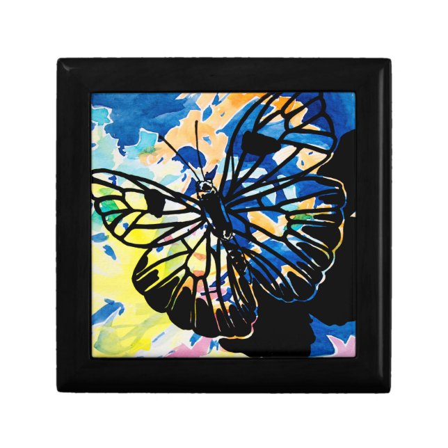 Watercolor Butterfly Keepsake Box (Blue) (Front)