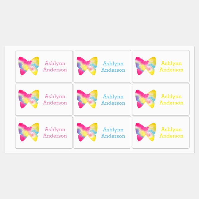 Watercolor Butterfly Kids' Labels (Sheet)