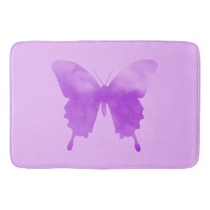 Watercolor Butterfly - Lavender and Violet Bath Mat
