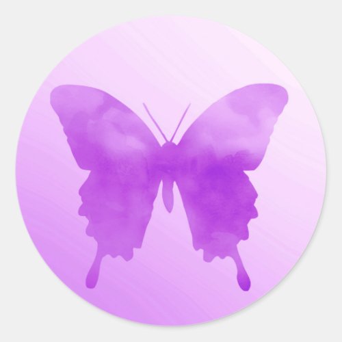 Watercolor Butterfly _ Lavender and Violet Classic Round Sticker