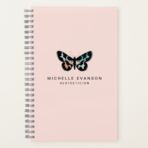 Watercolor Butterfly Logo Blush Pink Pretty Notebook