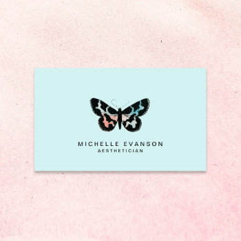 Watercolor Butterfly Logo Mint Green Business Card by whimsydesigns at Zazzle