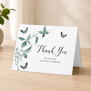 Watercolor Butterfly Memorial Photo Thank You Card