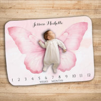 Watercolor Butterfly Milestone Pink