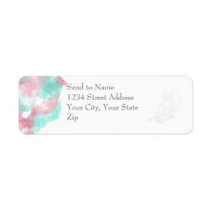 Watercolor Butterfly Minted Blush Wedding Label