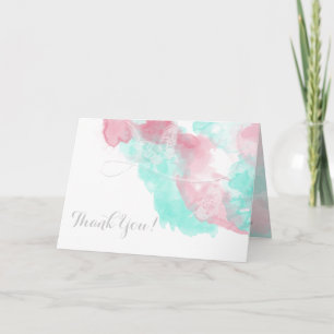 Watercolor Butterfly Minted Blush Wedding Thank You Card
