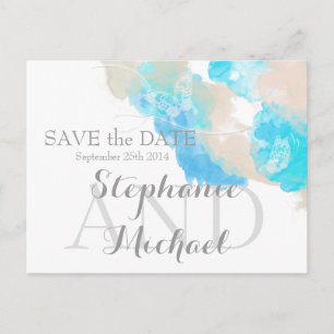 Watercolor Butterfly Ocean Shore Save the Date Announcement Postcard