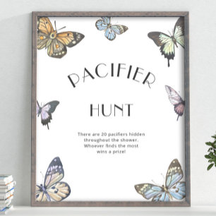 Watercolor Butterfly Pacifier Hunt Game Poster