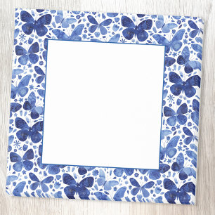 Watercolor Butterfly Pattern Blue Post-it Notes