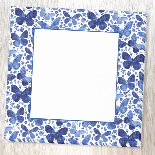 Watercolor Butterfly Pattern Blue Post_it Notes