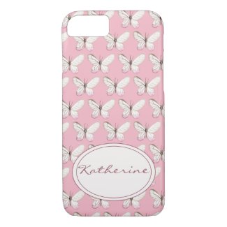 Watercolor Butterfly Pattern | Pink iPhone Case