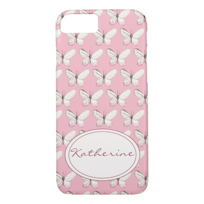 Watercolor Butterfly Pattern | Pink iPhone Case