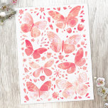 Watercolor Butterfly Pattern Pink Postcard<br><div class="desc">Coral pink and white watercolor butterfly painting.</div>