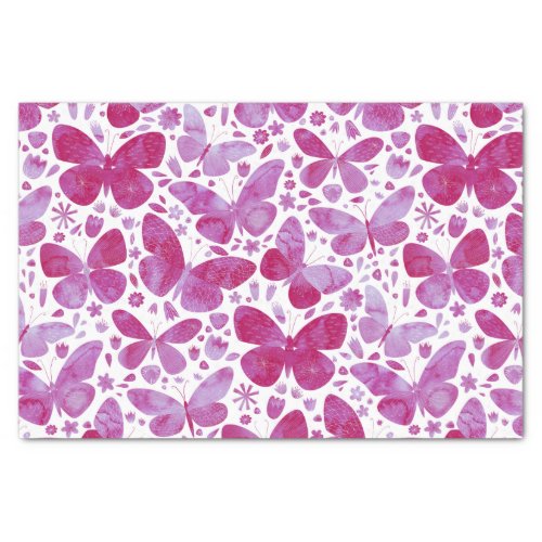 Watercolor Butterfly Pattern Pink Tissue Paper