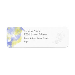 Watercolor Butterfly Periwinkle Lemon Address labe Label
