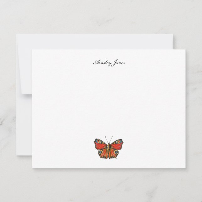 Watercolor Butterfly Personalized flat Thank You Card (Front)