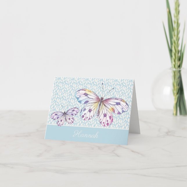 Watercolor Butterfly Personalized Note Card (Front)
