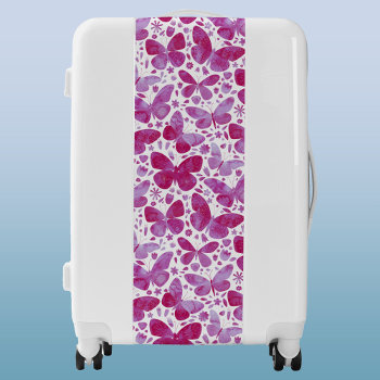 Watercolor Butterfly Pink Luggage by Squirrell at Zazzle